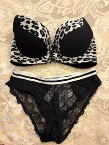 Leopard Print Bra & Lace Panty Set