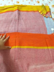 Original Linen Saree With Ganga Jamuna Border