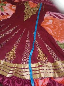 Beautiful Merun Colour Umbrella Gown