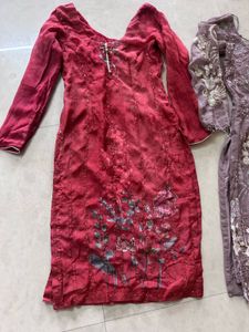 Organza Red Kurta Pakistani Set