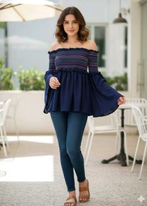 Chic Off-Shoulder Blue Top