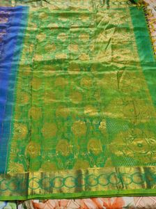 Blue And Green Korvai Kanchipuram Silk Saree