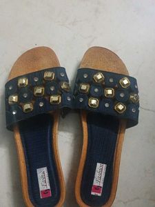 Stylish Blue Embellished  Flates