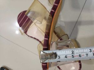 Transparent Strip, Maroon Color Urbantic Heels