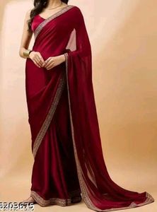 ❤Karvachauth special Maroon Saree