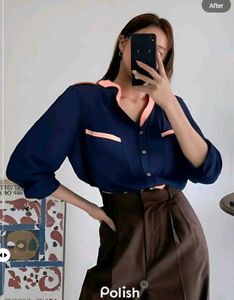 New With Tag Korean Cute Royal Baggy Shirt