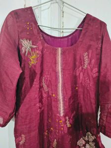 Pretty Maroon Kurta Palazzo Set