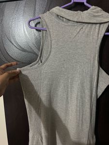 Gray Sleeveless Hooded Dress