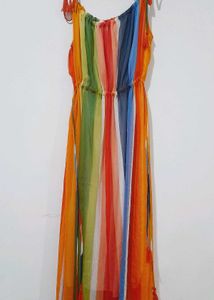 Rainbow   Causual  Long Dress