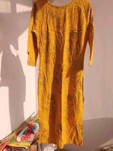 Ortange Embroidery &amp; Printed Kurta Women