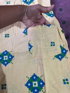 Yellow Pure Cotton Kurti