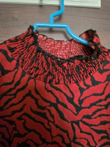 Zara Red &amp; Black Animal Print Dress