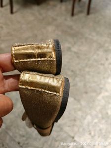 Girls Kids Golden Ballerina Sandals With Bow