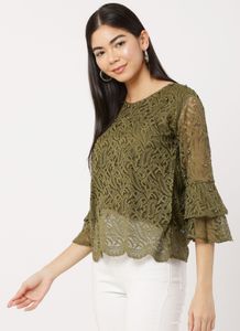 Olive Green Lace Blouse