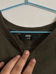 Beaded Detail Olive Green Sweatshirt