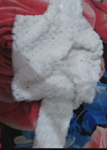 Fuzzy White Sequined Scarf