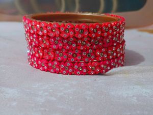 Set of Pink Flower Bangles