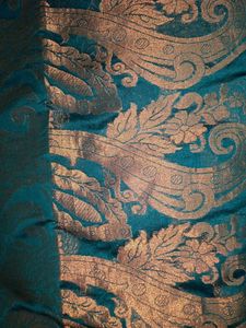 Teal &amp; Gold Brocade Saree