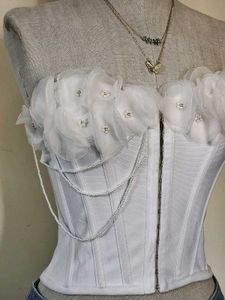 Pinterest Inspired Pearl Rhinestone White Corset