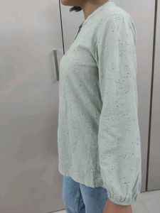 Mint Green Embroidered Top