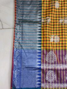 Banarasi Silk Multicolour Box Design Saree