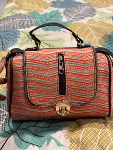 Geometric Print Satchel Bag