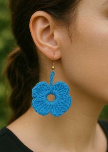 Blue Crochet Flower Earrings