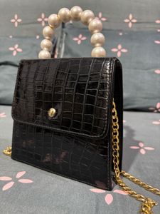 Crocodile Embossed Pearl Handle Bag