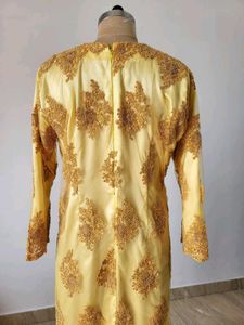 Elegant Yellow Embroidered Gowen