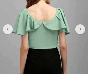 Green Scoop-Neck Crop Top