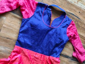 pink flare satin gown