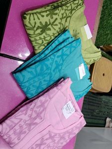 Embroidered Cotton Kurtis - Set of 3