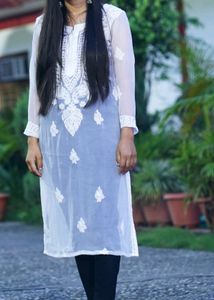 White Chikenkari Kurta