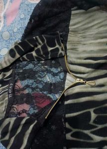 Animal Print Lace Sleeve Top