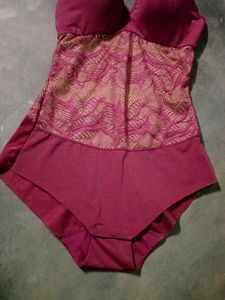 Burgundy Lace Bodysuit Tummy Tucker