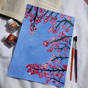 Handmade Cherry Blossom Painting (Acrylic Painting)
