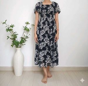 Floral Chiffon Midi Dress