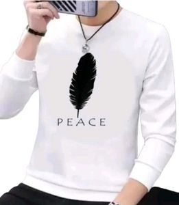 White Peace Feather Full Sleeve T-Shirt