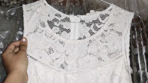 Stylish White Mini Fork Or One Piece For Girls
