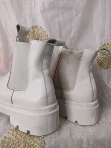 White Platform Chelsea Boots