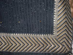 Black Embellished Saree with blouse piece