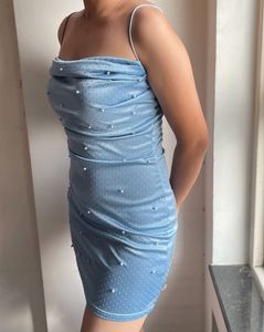 Beaded Satin Slip Dress