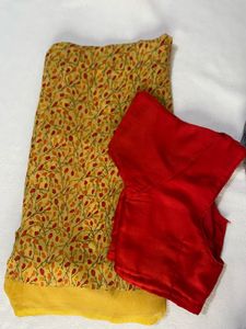 Floral Print Saree With Blouse