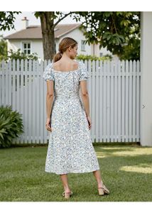 Floral Midi Dress with Slit