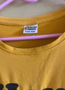 Yellow Free Size Graphic Tee