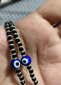 Evil eye pure silver anklet