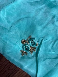 Sea Green Saree With Blouse