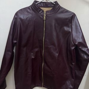 Burgundy Faux Leather Jacket (buy1get1)