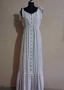 Striped Maxi Dress with Tie Straps