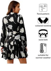 Chic Black &amp; White Floral Shirt Dress